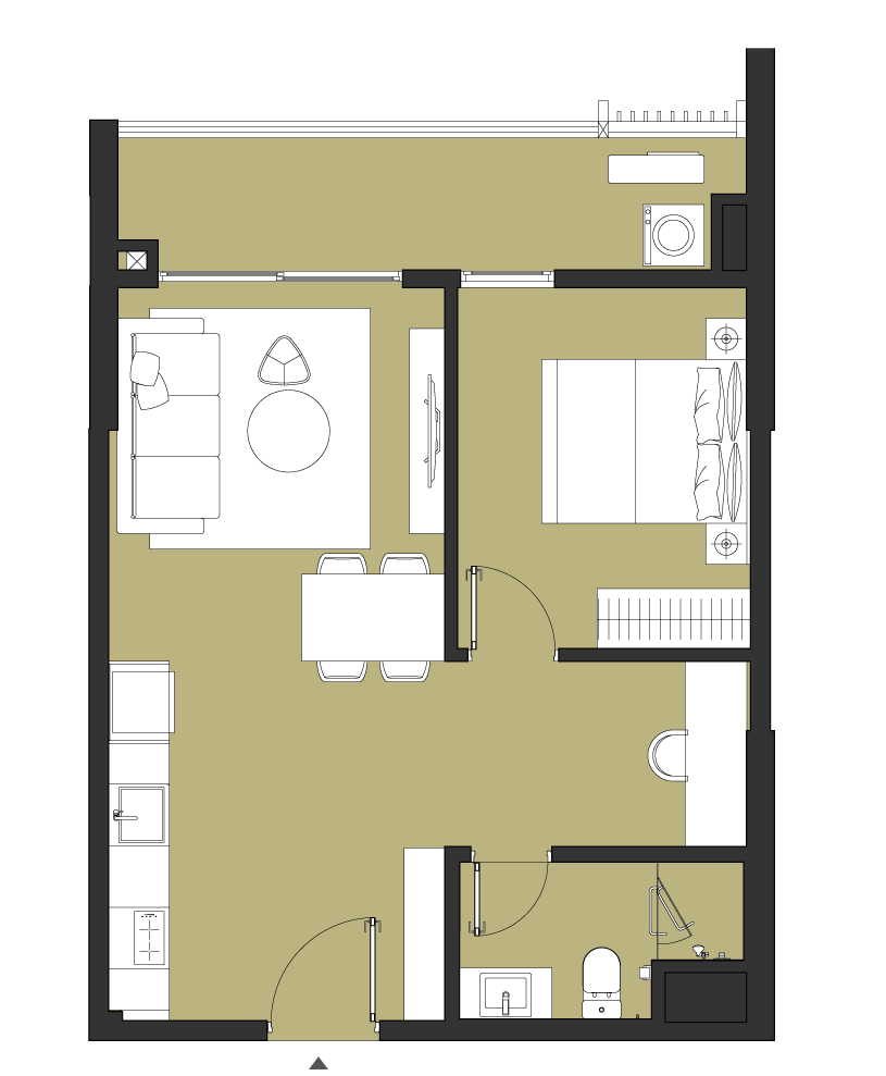 Layout Can Ho 1PN+ Toa A_Masteri Park Place